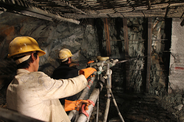 Workers are working underground in the mine